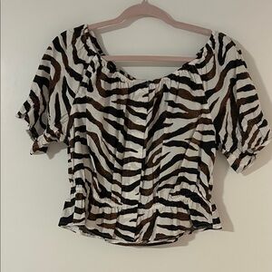 J. Crew Zebra Print Blouse - Black and Brown